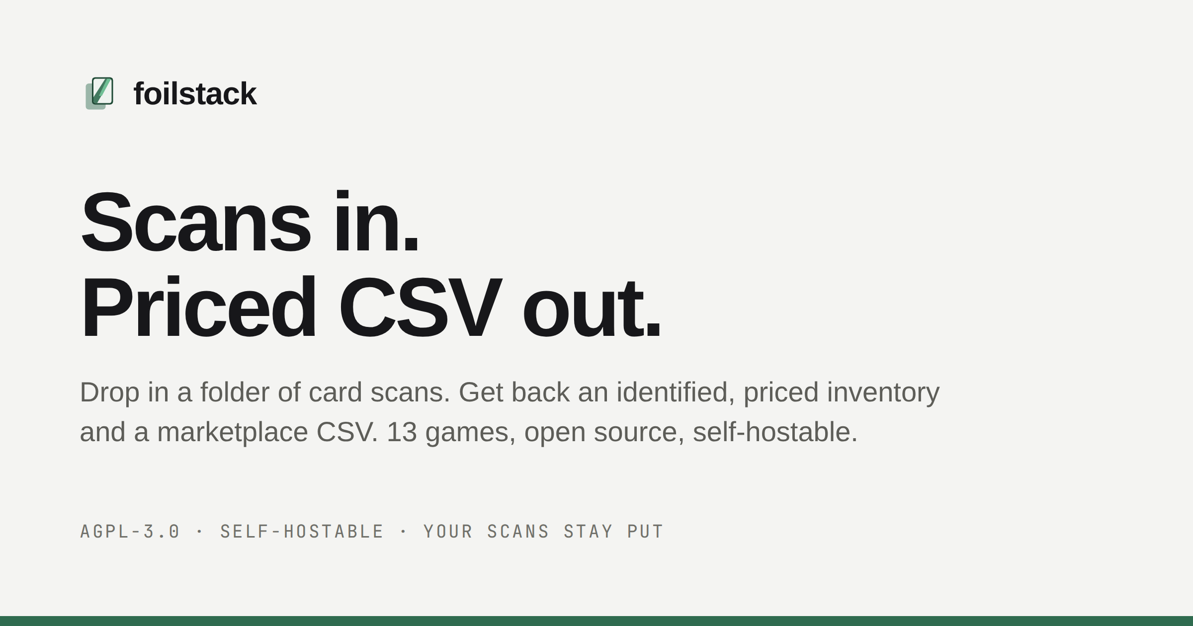 Foilstack - Turns a folder of card scans into a priced inventory and a marketplace CSV